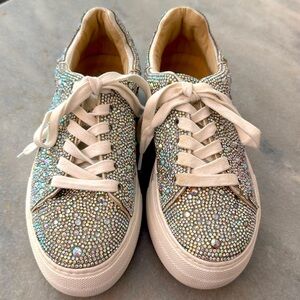 Betsey Johnson size 6 crystal tennis shoes